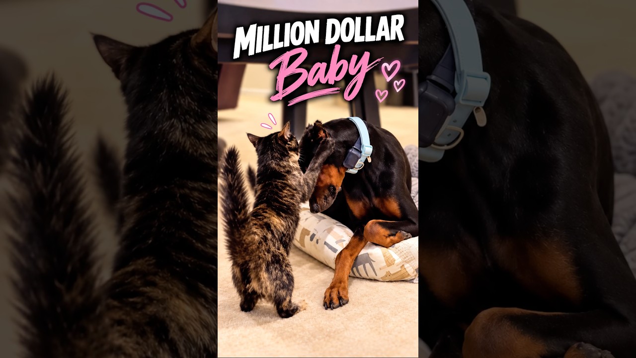 Cat Fights DOBERMAN 😂#Shorts #Doberman #TortieCat #FunnyPets
