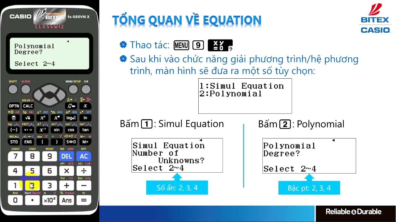 Tổng quan về Equation trên máy tính CASIO fx 580VN X ClassWiz - YouTube