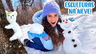 CONHECI A NEVE E CRIEI ESCULTURAS! FIZ O OLAF!!! Paula Stephania