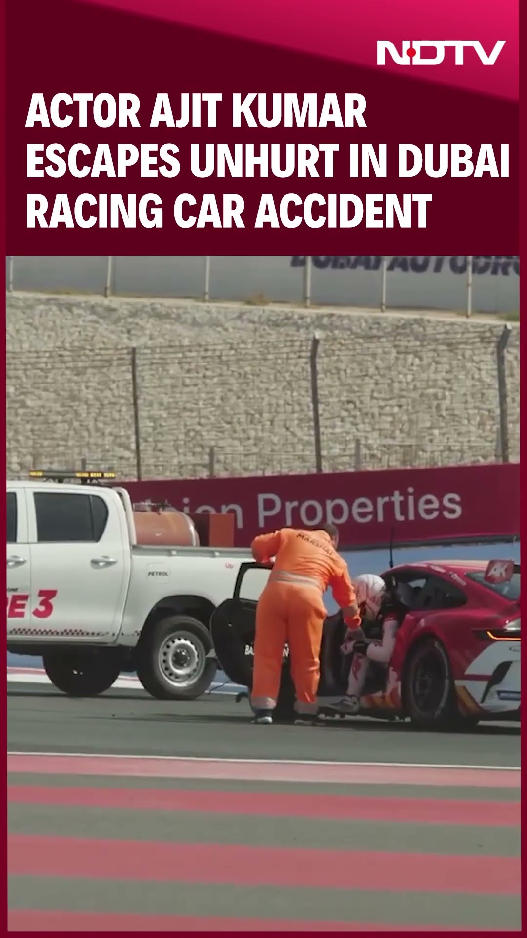 Actor Ajit Crash Video | Actor Ajit Kumar Escapes Unhurt in Dubai Racing Car Accident