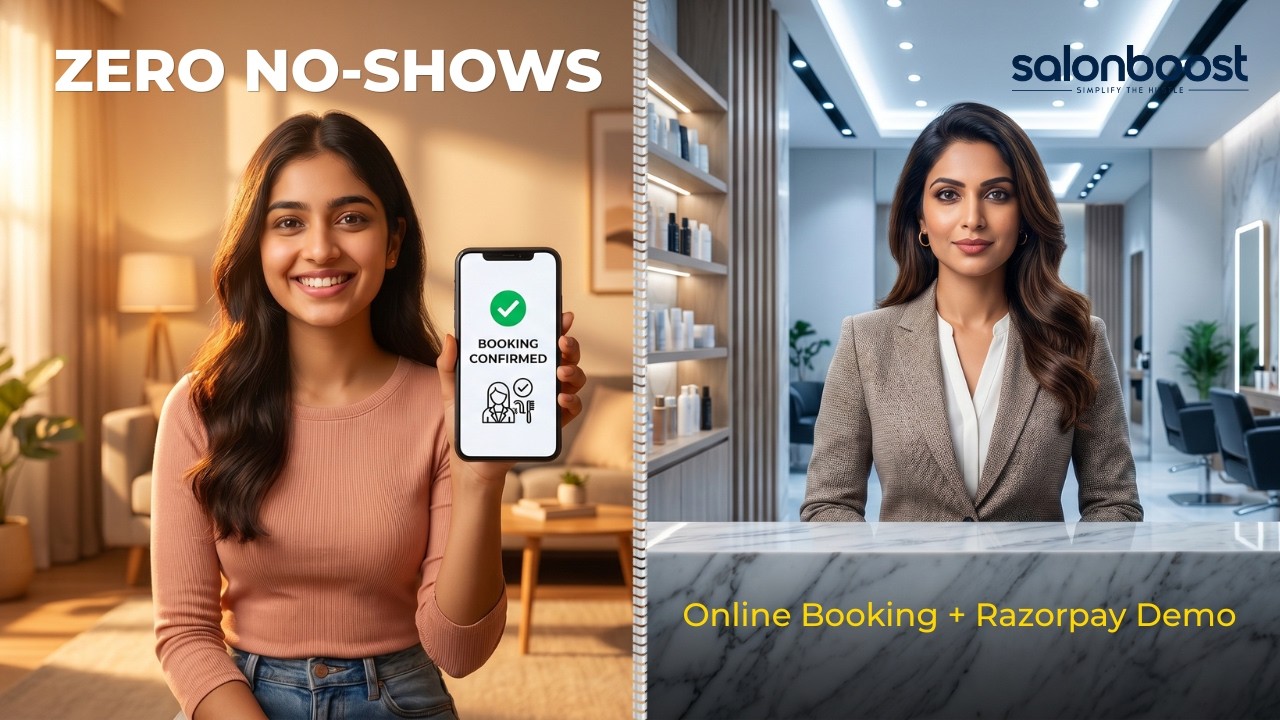 SalonBoost online booking demo — collect advance payment via Razorpay and TAP