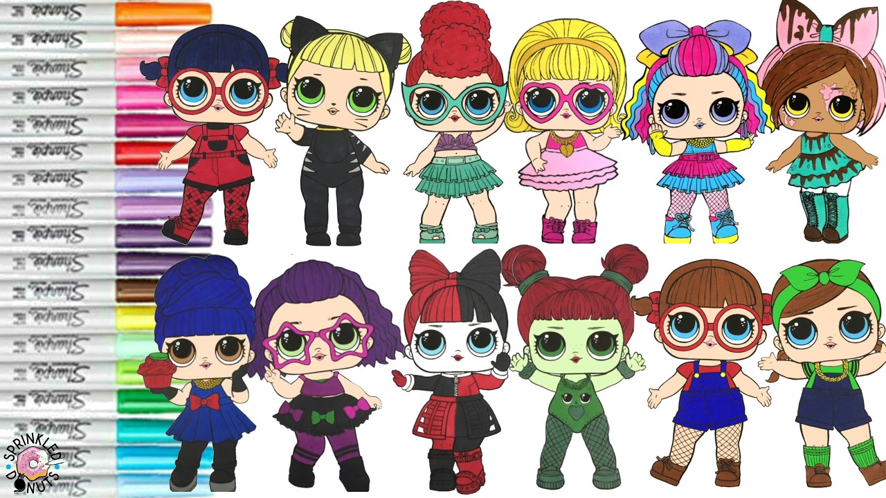 Раскраска LOL Surprise Makeover: Принцессы Диснея, Чудесная Ледибаг, Супергерои DC