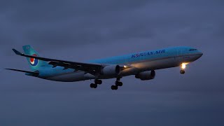(4K) KOREAN AIR Airbus A330-323 Landing at NIGHT at EHAM ILS 18R Polderbaan screenshot 5