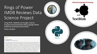 Rings of Power Reviews NLP Analysis Project with NLTK, TextBlob, Python, Google Colab and Excel