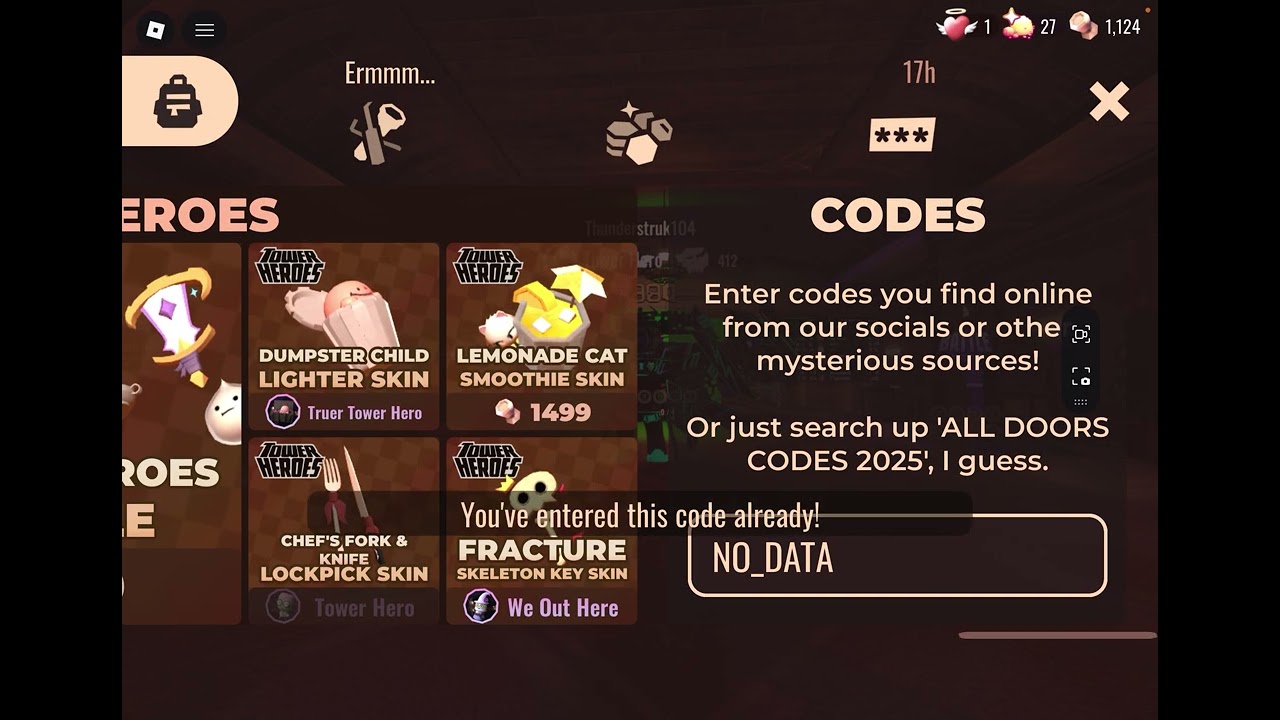 5 Roblox doors codes