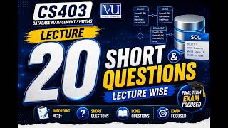 CS403 Database Management Systems | Lesson Wise Short Questions, Long Questions & MCQs
