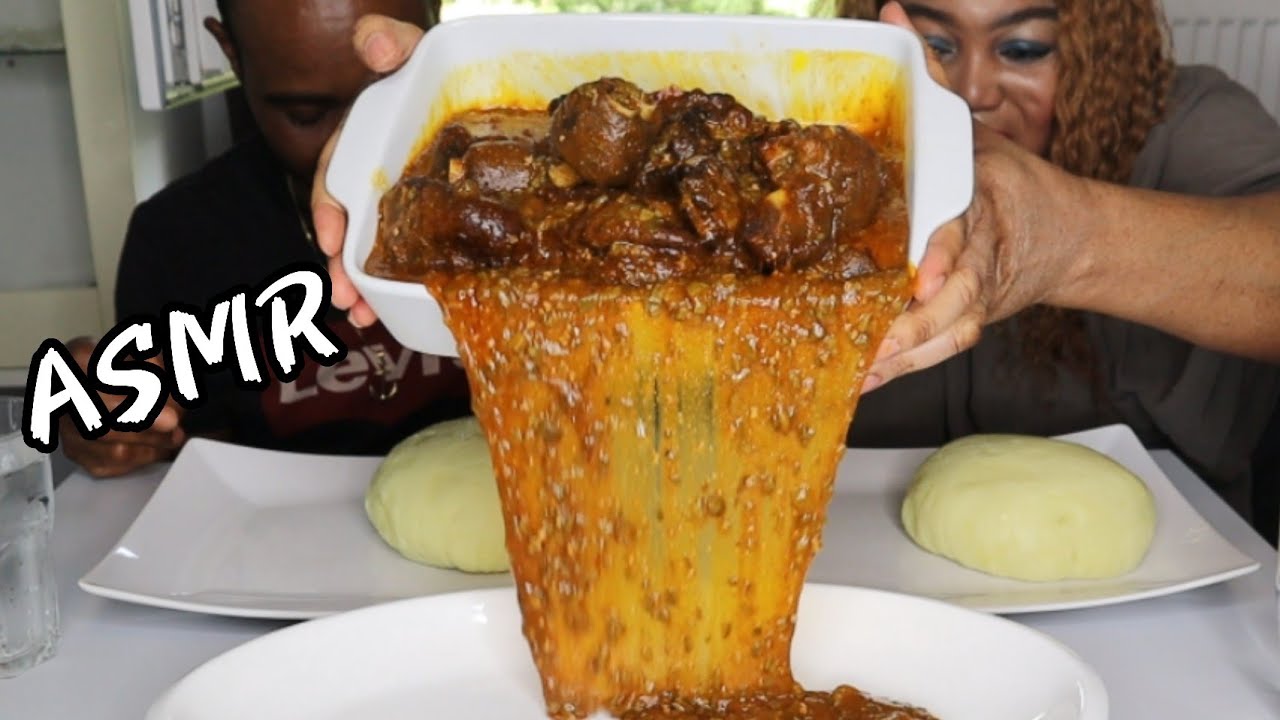 Большие кусочки 😫 фуфу и бамия + суп Огбоно 🍲 челлендж по поеданию 😋