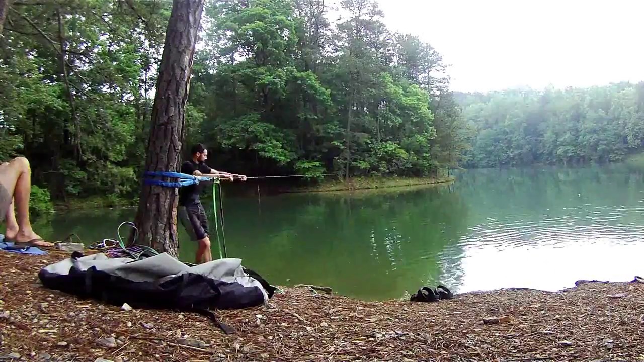 Slackline over water YouTube