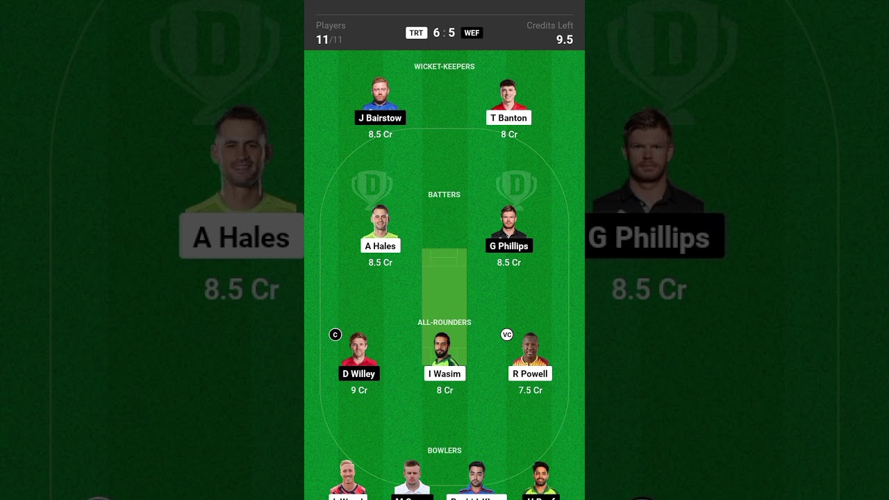 trt vs WEF Dream11 Team The Hundred Men's T20