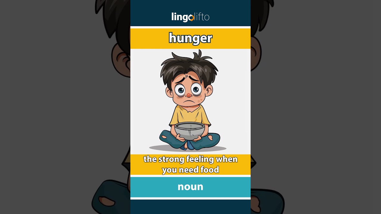 🇬🇧 Hunger Meaning : Flash Card : Learn English Vocabulary