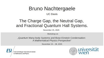 Bruno Nachtergaele - The Charge Gap, the Neutral Gap, and Fractional Quantum Hall Systems.