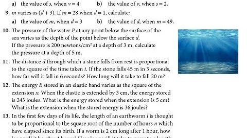 Algebra 2 IGCSE Year 11 Exercise 11 Direct Variation