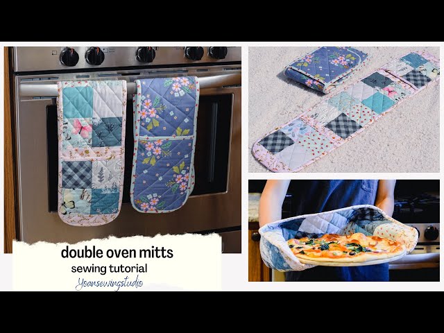 double oven mitts sewing tutorial from fabric scraps - patchwork