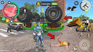 Rope Hero: Vice Town - (Monster Truck Overturned on Road)Difficulty Straighten - Android Gameplay HD screenshot 2