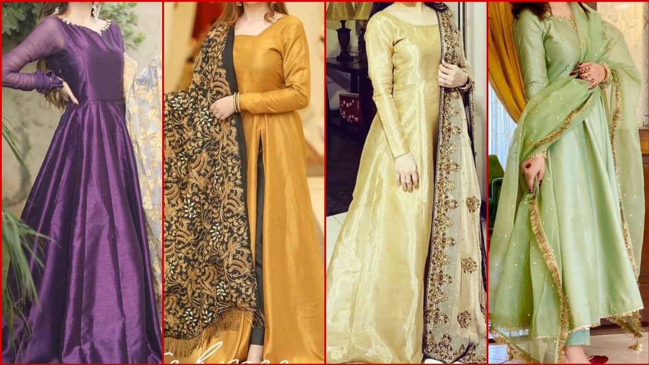 Simple But Stylish Katan Silk Frock/Maxi Designs For Wedding Functions And  Party!! 