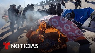 Desalojan un campamento de migrantes a orillas del río Bravo | Noticias Telemundo