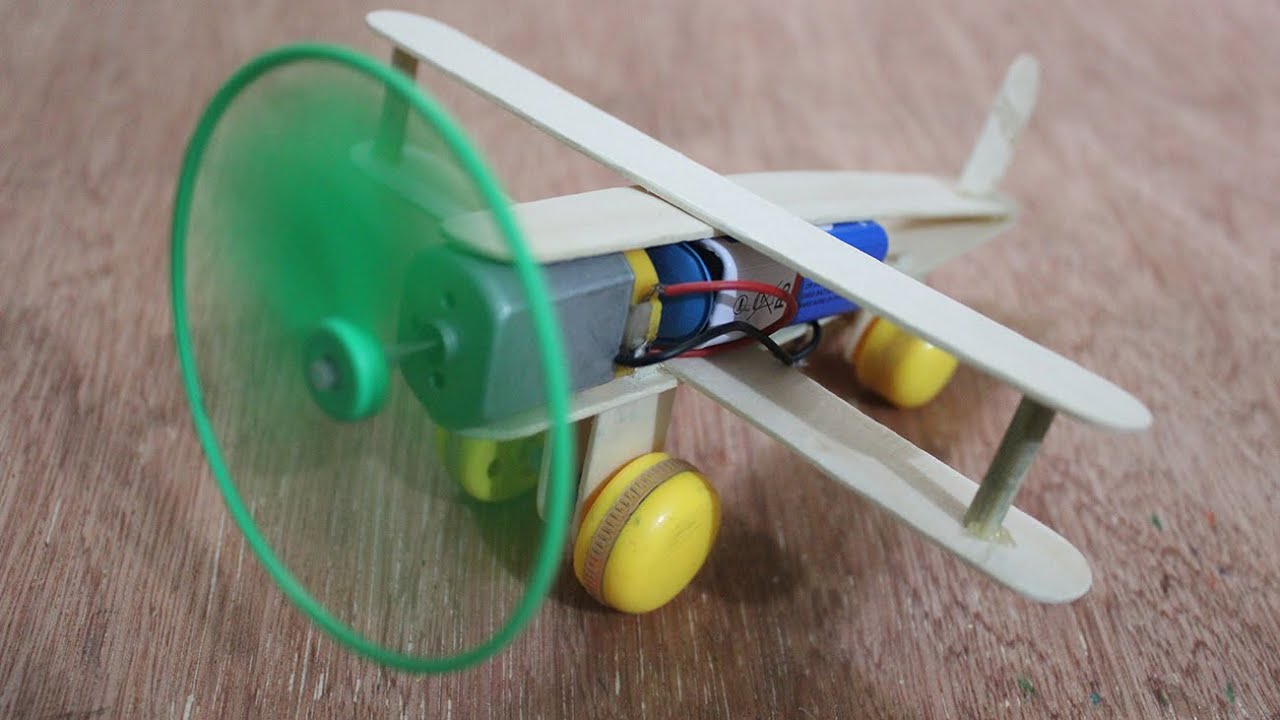 Toy Plane Using Motor How to Make a Plane with DC Motor Toy Wooden Plane DIY - YouTube