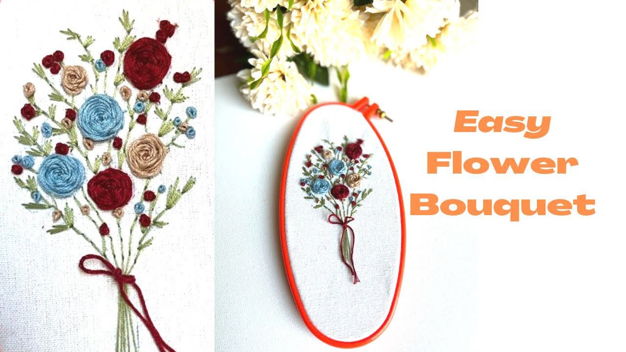 Flower Bouquet Hand embroidery Tutorial ShamnusArt YouTube