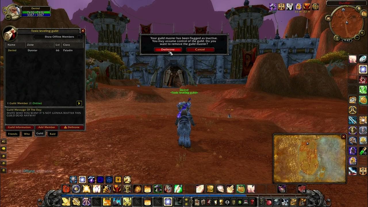 World of warcraft epic guild master dethronement in a 600 member guild