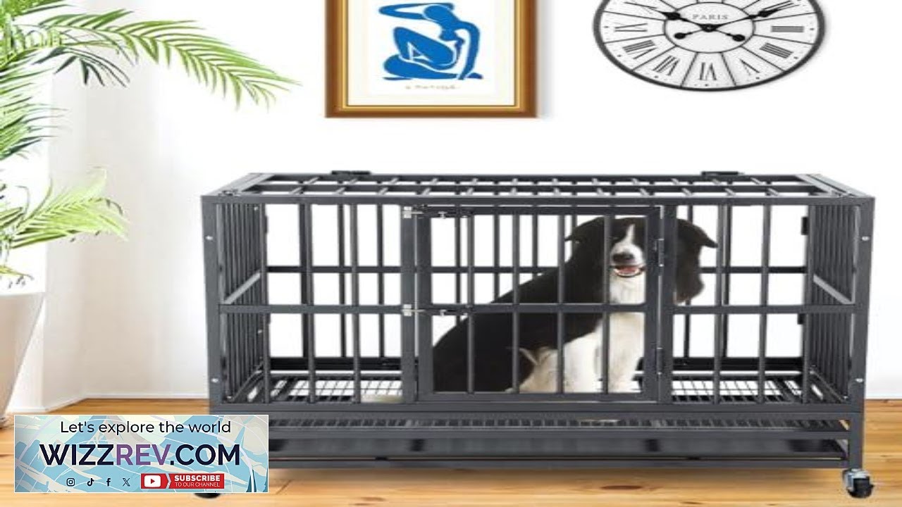 Garvee 36 inch Heavy Duty Indestructible Dog Crate Steel Escape Proof Indoor Dog