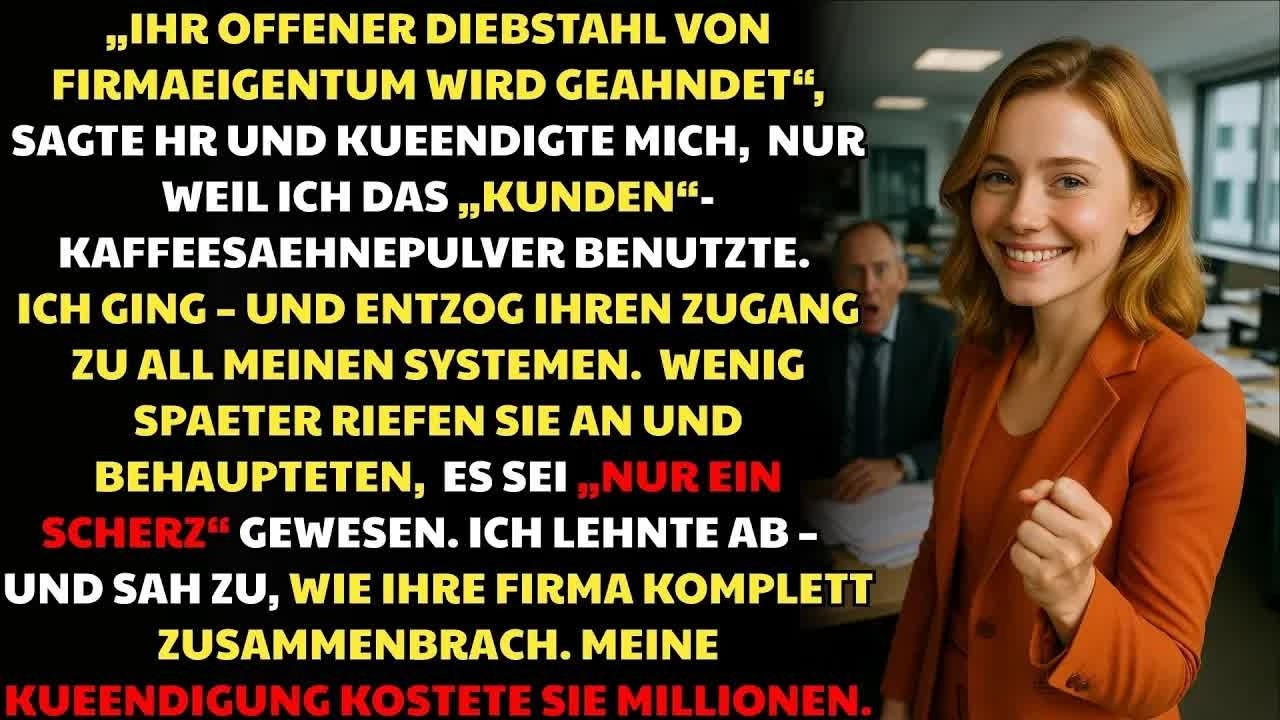 HR Kuedigte Mich Wegen Kaffee Sahne — Ich Zerlegte Ihre Firma Als Vergeltung