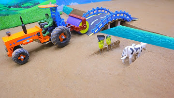 diy tractor making mini concrete bridge for truck safety science project @funnycreatorP