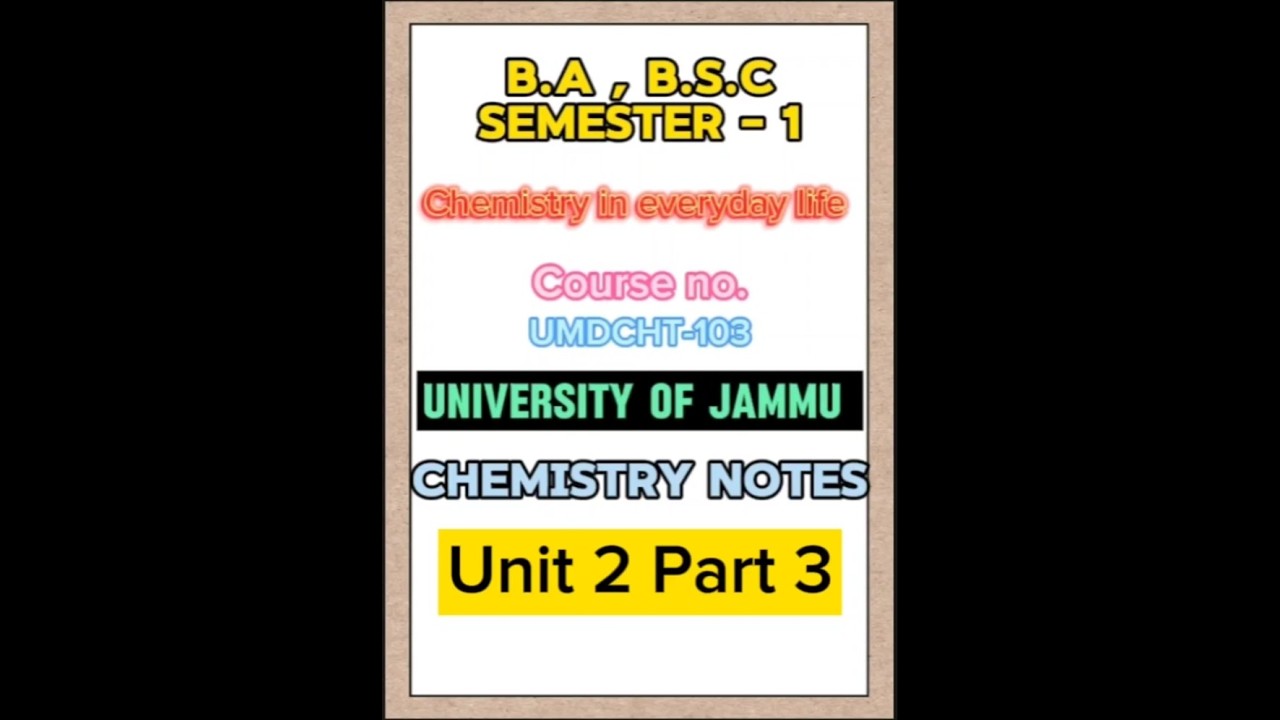 Chemistry | Notes | Food Flavours | Unit 2 | Part - 3 | GDC Kunjwani | University of jammu | 