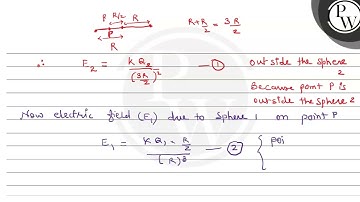 Figure shows, in cross section, two solid spheres with uniformly distributed charge throughout t...