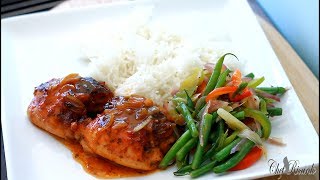 Classic barbecue chicken with coconut rice and green bean amazing recipe