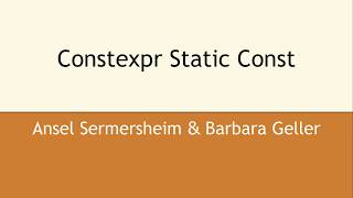 Constexpr Static Const