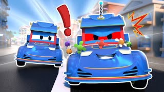 Super Truck EVIL TWIN is super powerful! SUPER RACE CAR must stop him! Cars & Trucks Rescue for Kids