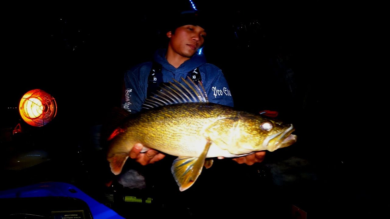 Ice Fishing at Night for Walleye YouTube
