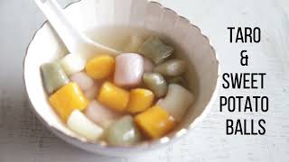 Taiwanese Taro and Sweet Potato Balls Dessert