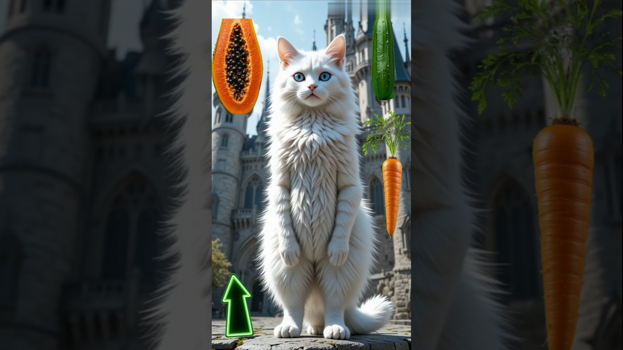 cats playing dress-up in fruity outfits..!! 