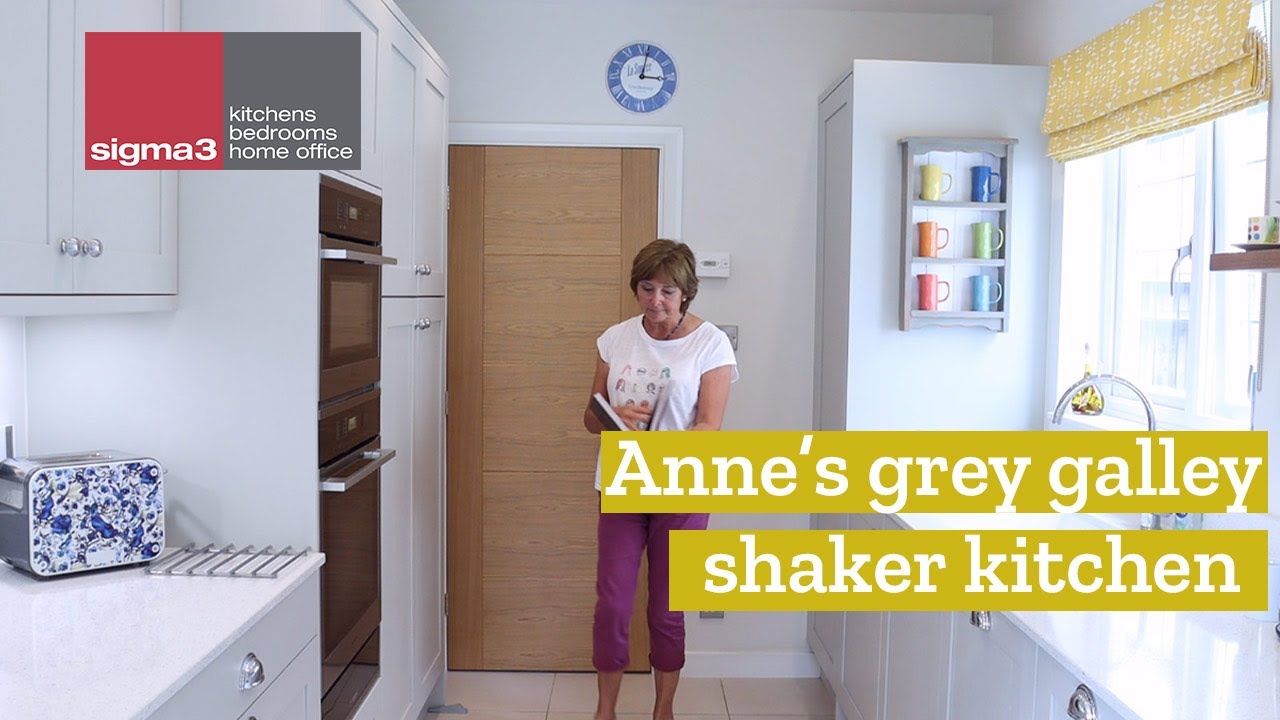 Grey galley shaker kitchen by Sigma 3 in Esher