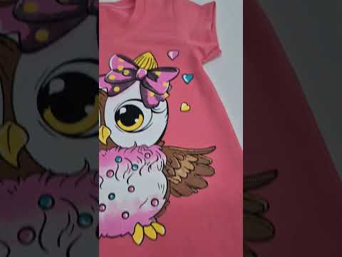 Літній комплект для дівчинки футболка+треси Сова стрейч-кулир, видео 1