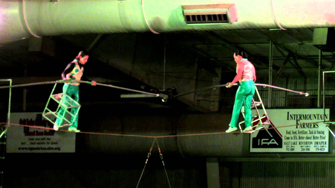Circus Tightrope Walkers Stand and Balance on Chairs - YouTube