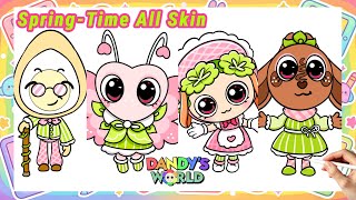 How to Draw Dandy's World | Bassie, Cocoa, Flutter, Eggson Drawing Tutorial| Spring-Time Skin