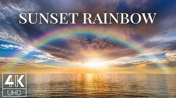 4K Rainbow - Rainbow Over Marine Sunset || 4K Drone View