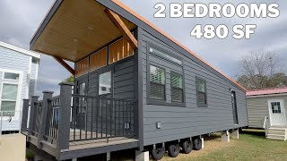 This TWO BEDROOM Tiny Home has 480 square feet of MODERN STYLE and UPGRADES! Tiny House Tour! 4K