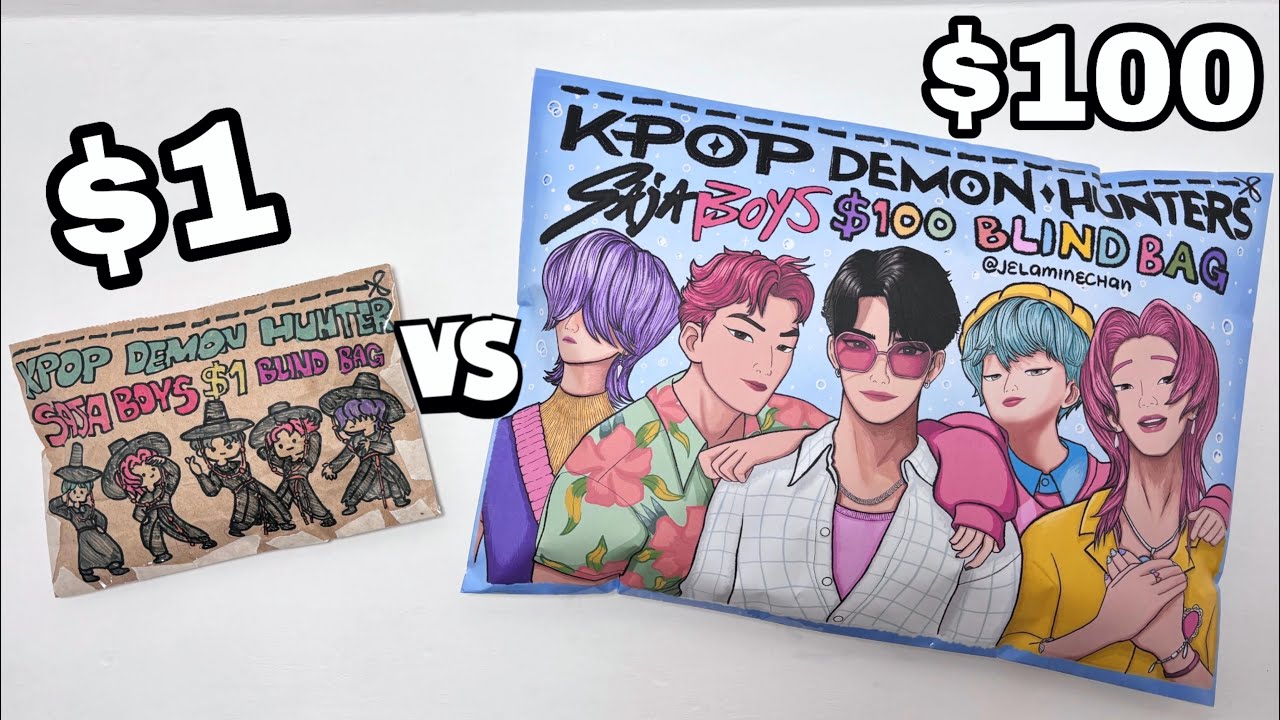 $1 vs $100 KPOP DEMON HUNTERS BLIND BAG  |SAJA BOYS EDITION| ASMR Paper Squishy |JelamineChan