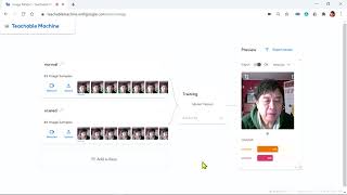 Facial Expression Images (normal and scared) Training using Teachable Machine (1/2)