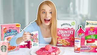 I ONLY ate PINK food for 24 HOURS challenge!