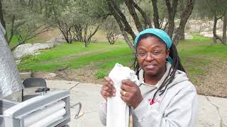 Off grid laundry wringer set up and test