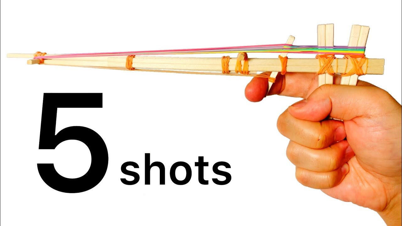 5 Consecutive Shots How To Make A Simple Chopstick Rubber Band Gun Easy Work Youtube