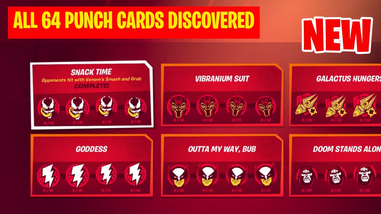 All 64 Discovered Punch Cards in Fortnite Chapter 2 Season 4 - Punch Cards Update v14.20 - YouTube