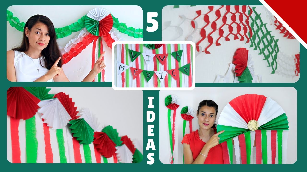 🟢5 Adornos fáciles para FIESTAS PATRIAS | Guirnaldas tricolor | Decoración 16 de septiembre