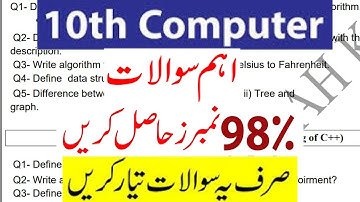 Computer Science 10th Class Guess Paper | Preparation Paper | Chapter Wise Important Questions