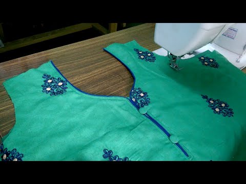 Latest Piping and Button V Neck Designs Cutting and Stitching - YouTube