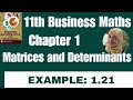 11th business maths chapter 1 Example 1.21 Matrices and Determinants